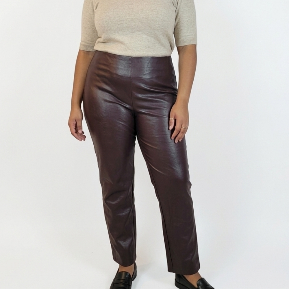 Ralph Lauren Womens Size 14 Burgundy Faux Leather Pants